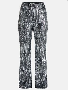 No Boundaries Silver Sequin Glitter Flare Pants